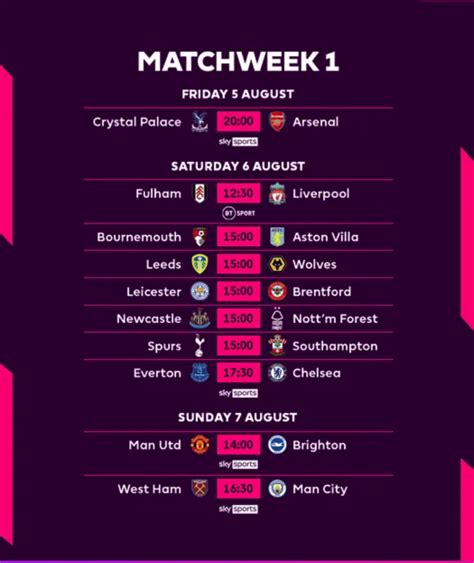 Premier League Fixtures 2024/25 .